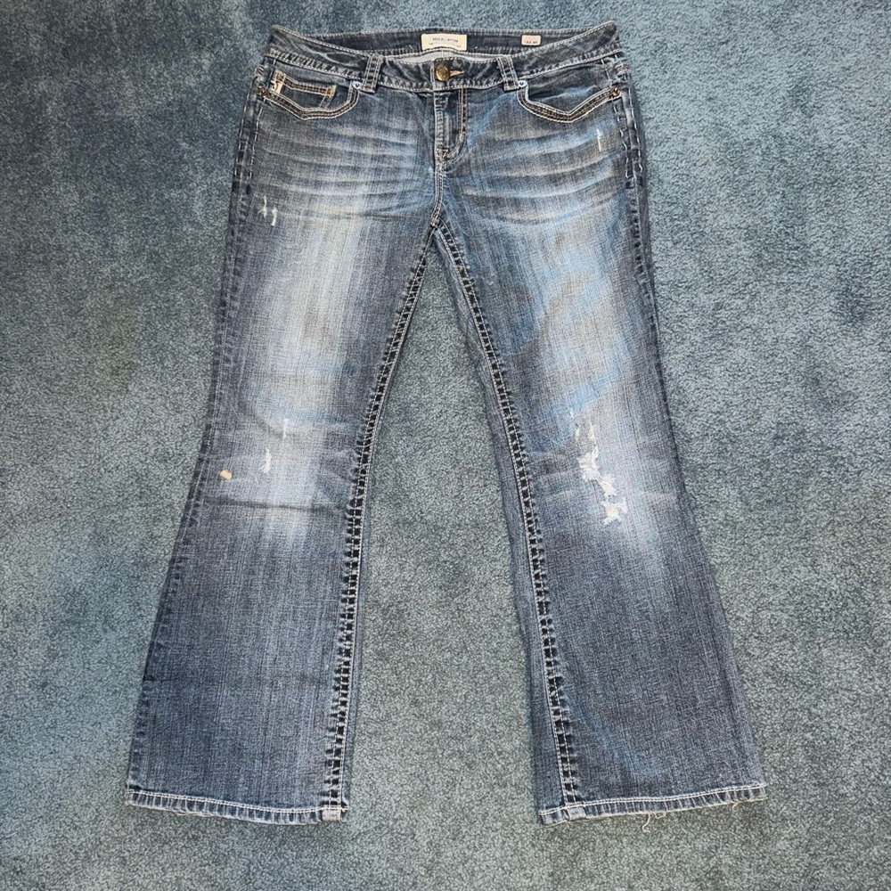 MEK Natal Low Rise Womens Stretch Jeans Easy Bootcut 33x30, Actual 37x 29.5